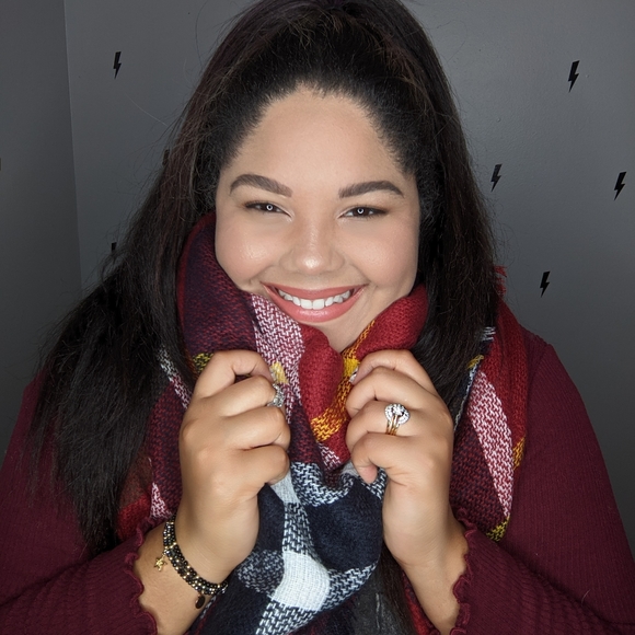 Blanket plaid scarf red and blue - Picture 3 of 3